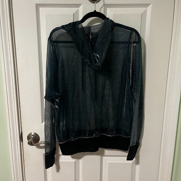 Silence + Noice Urban Outfitters Blue and Silver Iridescent Sheer Hoodie - Picture 3 of 5